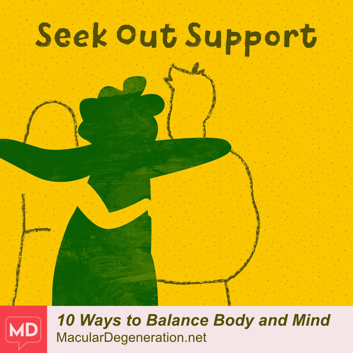 A person stands with one hand on the chest and the other over the belly.