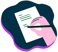 a hand writing a letter on a navy blue background